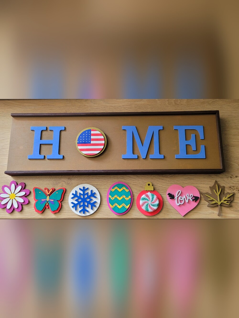Hand Painted Home Sign With Changeable "O" Decals